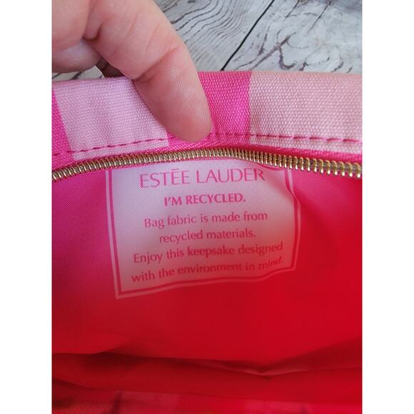 ESTEE LAUDER Sea Horse Printed Makeup Bag Shell Zipper Pink New Without Tags - Picture 8 of 8